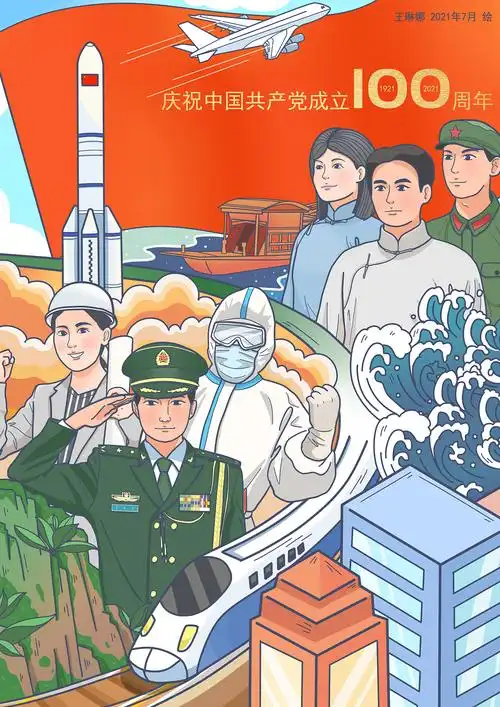 "穿梭百年,初心不忘"建党100周年贺图
