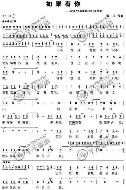 求单簧管【柯南.如果有你.动漫版】的谱子