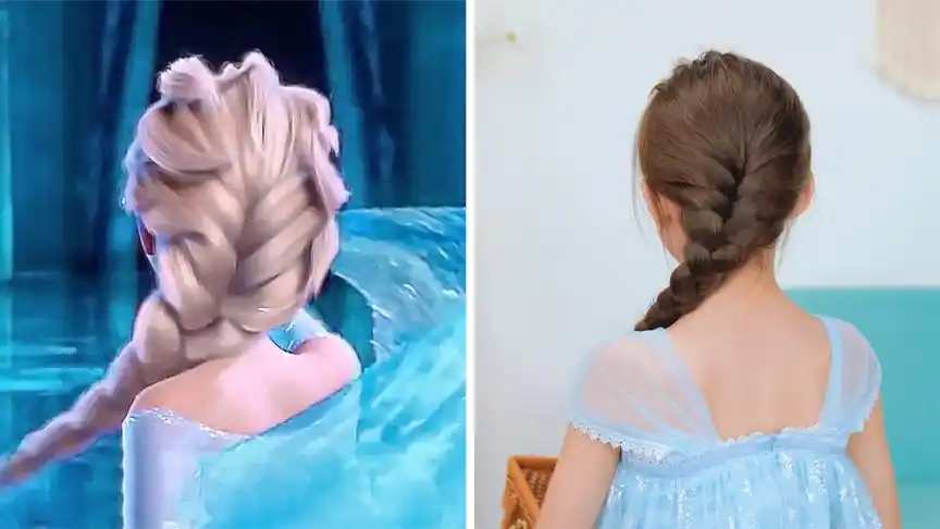 3根皮筋就能搞定的艾莎发型,再也不用担心不会编发了