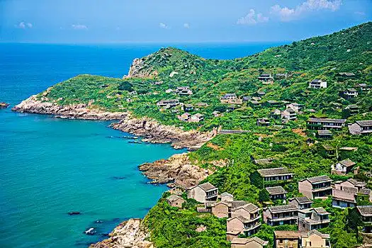 小岛,无人村,嵊山,嵊泗,县城,房子,大海,植被,绿色,蓝天,景色,旅行
