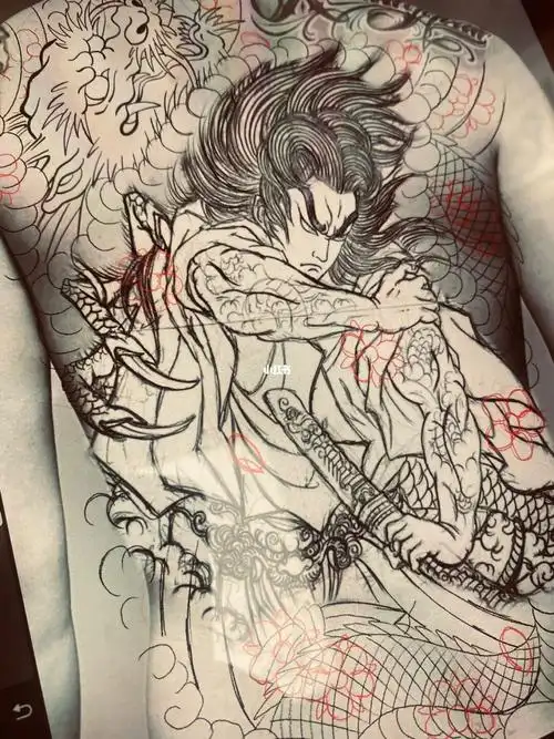 深圳纹身 万仞刺青满背手稿#我的纹身分享  #深圳纹身  #纹身也清新
