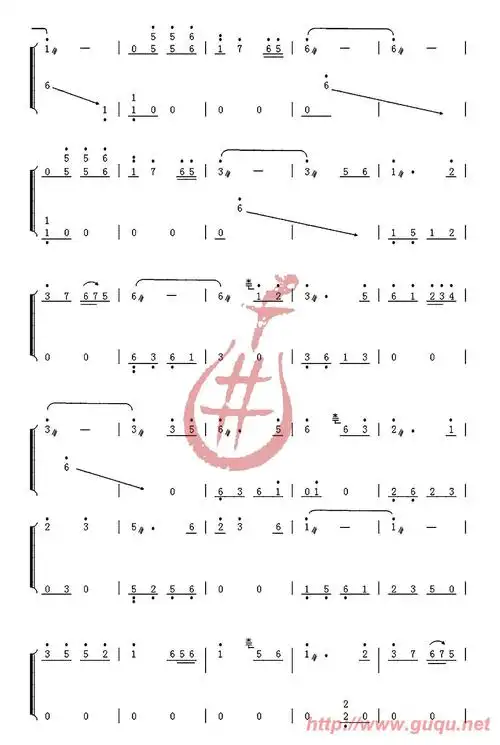 女儿情 古筝谱 简谱