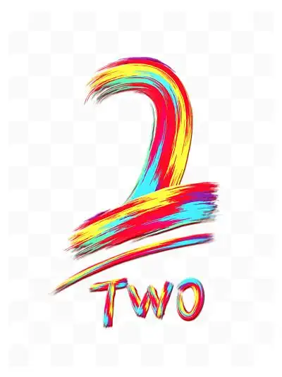 手写创意 i>笔 /i> i>刷 /i>彩虹光感数字2字体艺术字