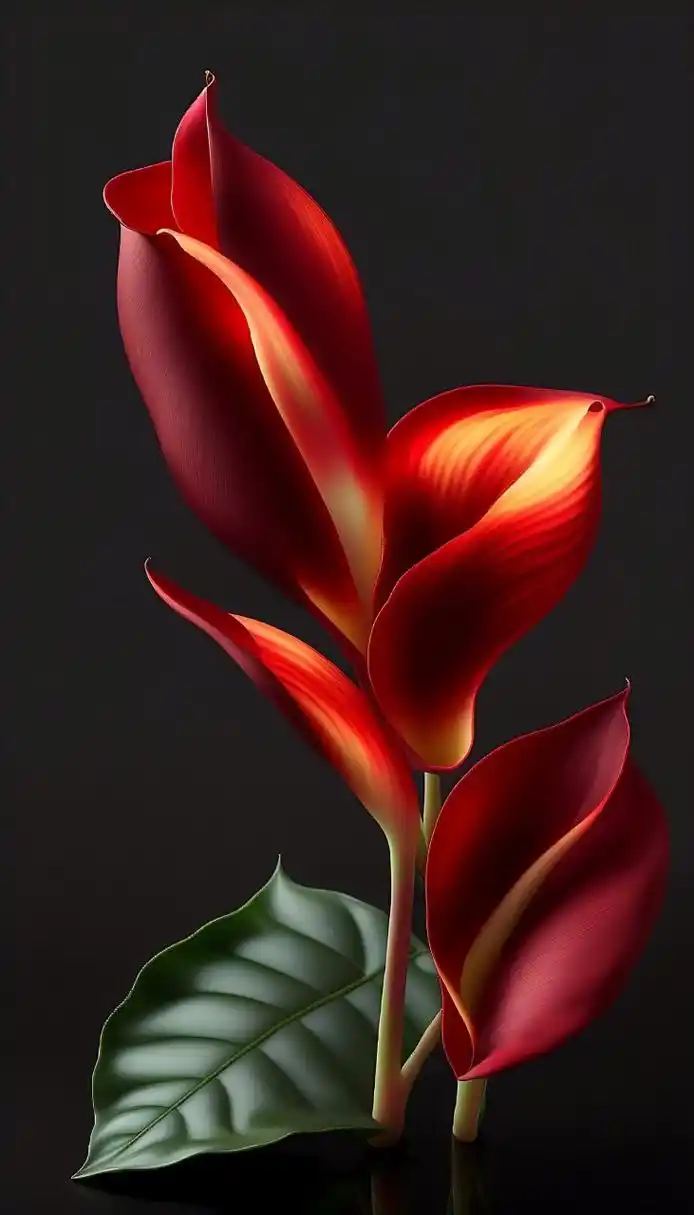 红色马蹄莲绽放,是夏季的一道美丽风景线.