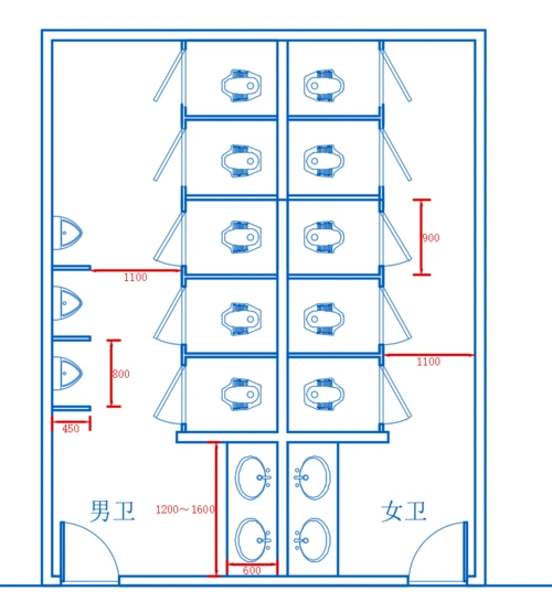 卫生间平面尺寸