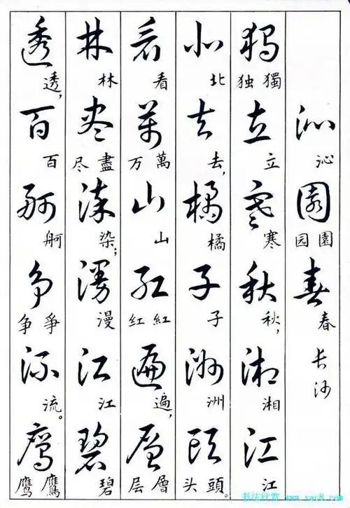 草书,楷书对照表