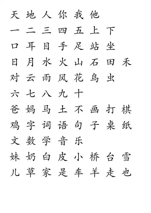 部编人教一年级语文上册识字表_第1页