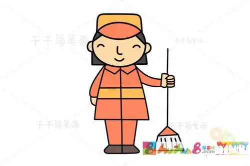 简笔画卡通环卫工人