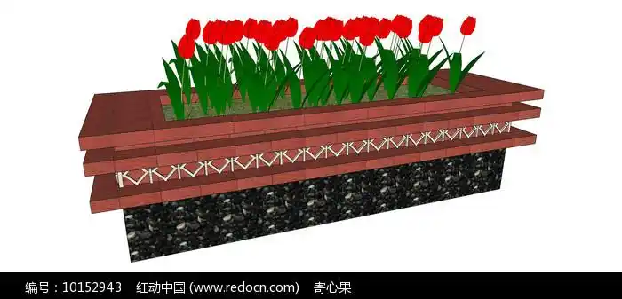 长方形郁金香花池su模型图片_花坛树池_编号10152943_红动中国