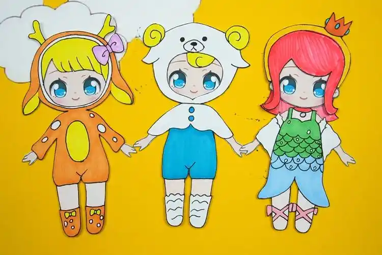 纸娃娃创意手工卡通女孩劳拉小羊睡衣装