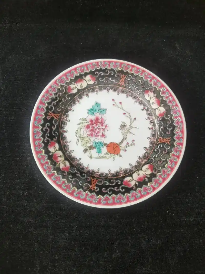 60年代艺术瓷厂手绘粉彩花鸟瓷盘