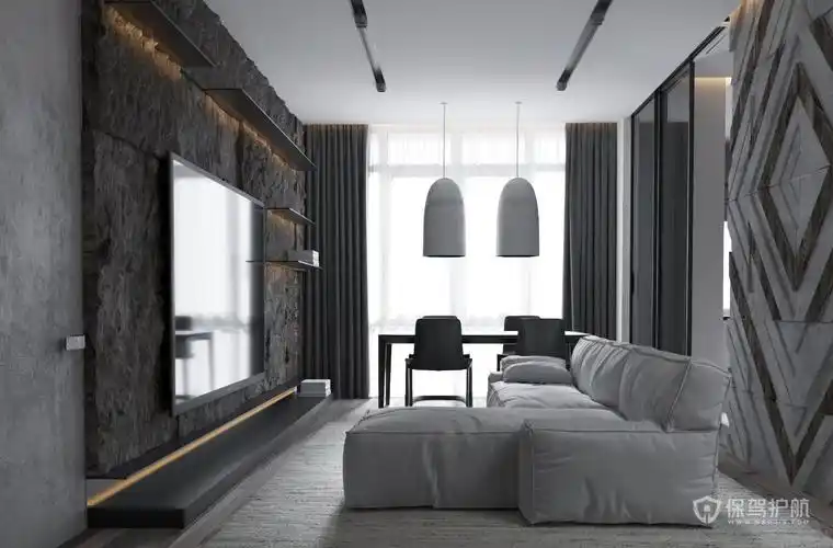 114㎡家庭高级灰现代风格装修效果图