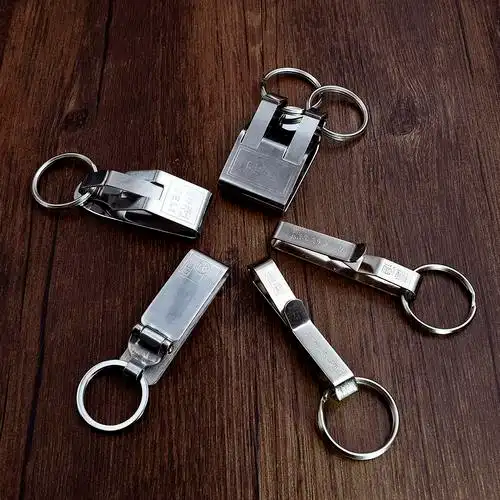 扣在皮带上的钥匙扣老式不锈钢锁匙扣男士穿扣腰挂扣双排挂件钥匙圈环