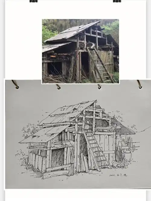 风景速写照片写生