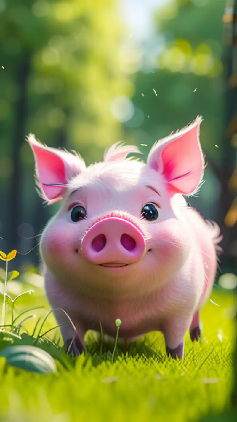 小猪壁纸99,草丛中的可爱小猪91