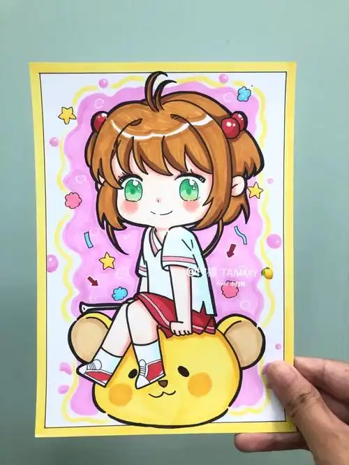 q版动漫女生人物初级动漫百变小樱线稿