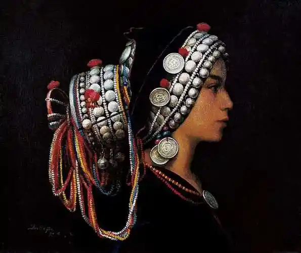 秦恩锦1990年作哈尼族少女