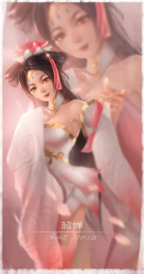 举报16分享原创作品插画游戏原画王者荣耀貂蝉厚涂原画hein27小插画