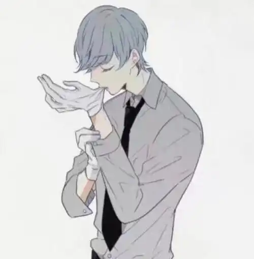 帅气男漫白灰侧颜半身