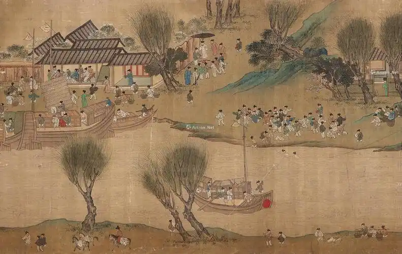 0557游船图镜心设色纸本