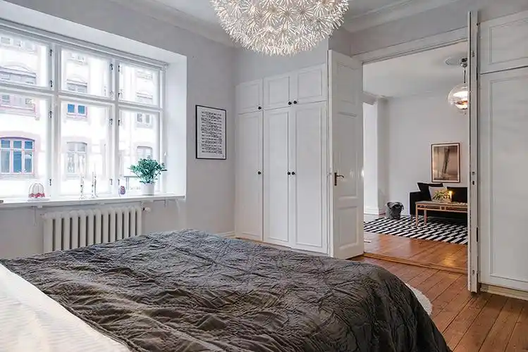 北欧风格卧室双开门装修图片安静又宽敞