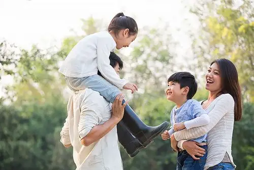 愉悦,孩子,中国人,家庭,玩,户外