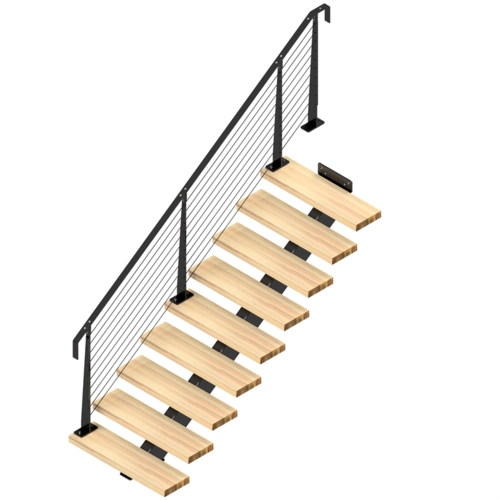 单声道纵梁楼梯木制胎面家用直楼梯