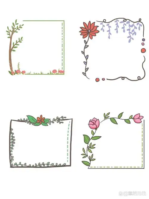 花卉边框‖简单线条手绘卡通边框素材图①