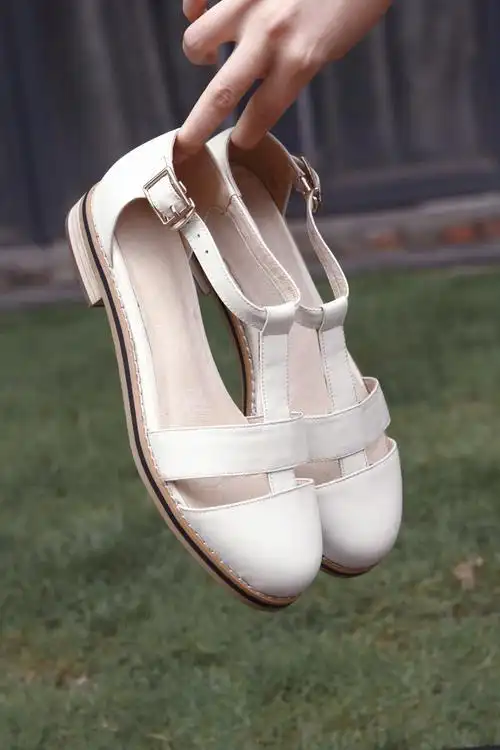 平底韩国学生不露趾复古女鞋简约包脚趾罗马百搭韩版包头凉鞋女夏