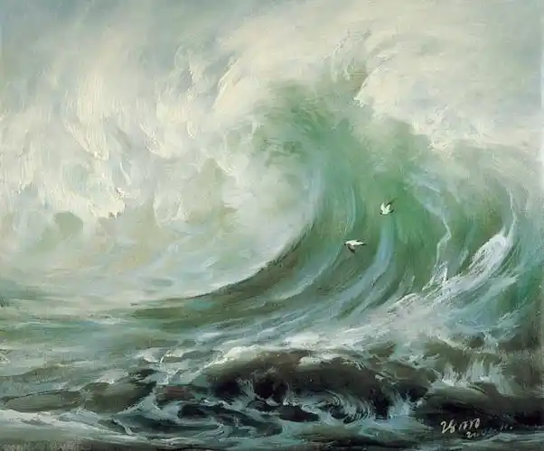 陈明大海油画作品