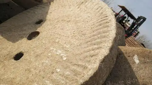 厂家现货批发出售民间老石器磨盘 刻字 园林装饰铺路石摆件