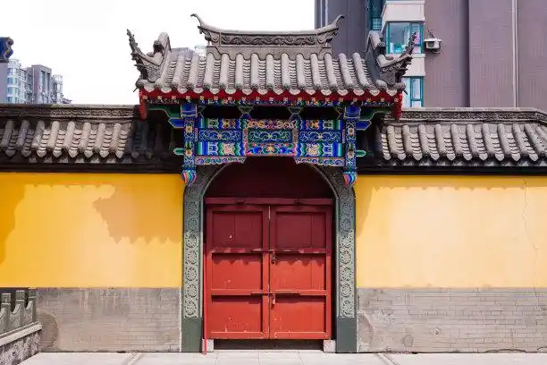 寺庙,樱花,远古的,庭院,大门正版图片素材下载