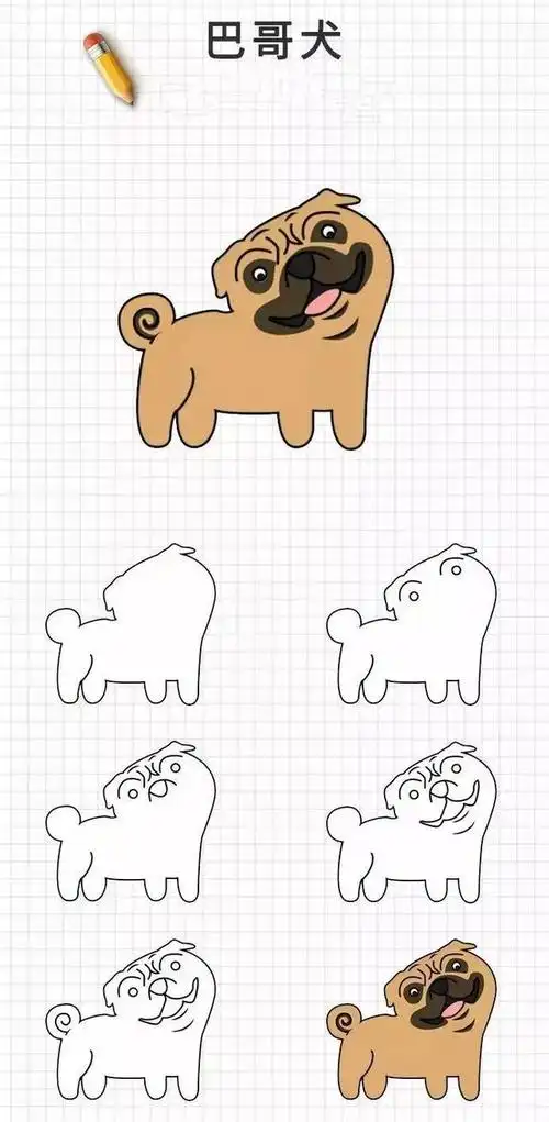 可爱小狗狗最简单的简笔画(爱狗的你这20种可爱简笔画素材一定要收藏)