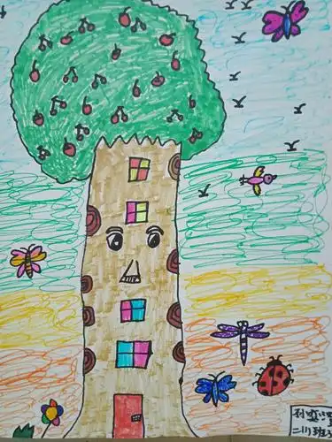 二年级美术课堂《给树爷爷画像》作品展播