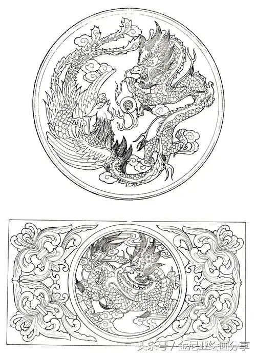 古典木雕图案墙面装饰龙飞凤舞