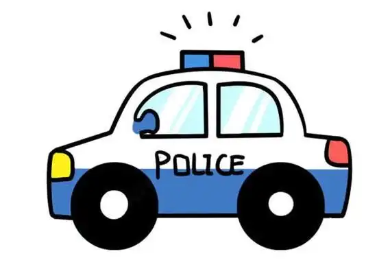 卡通警察车简笔画彩色