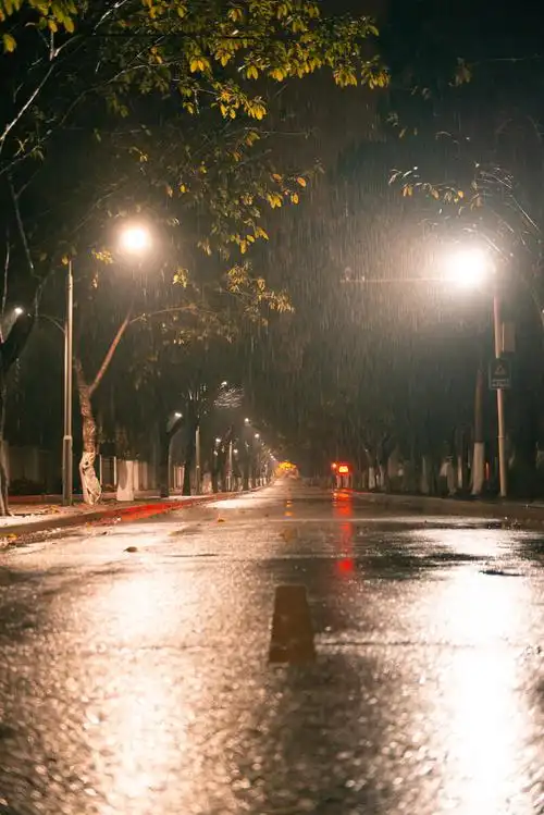 雨夜中大路灯