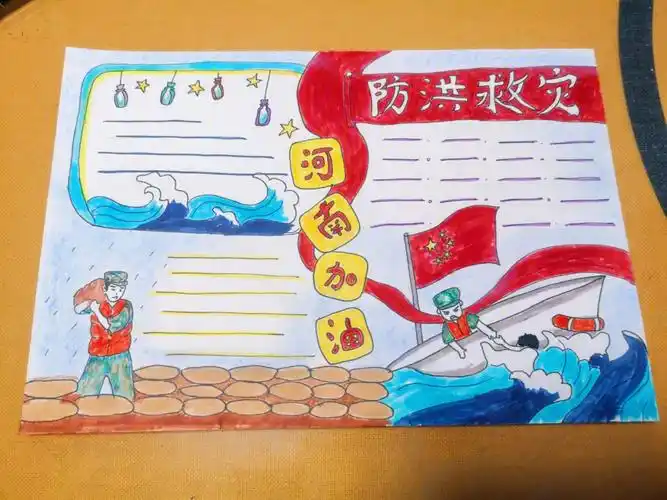 抗洪救灾手抄报