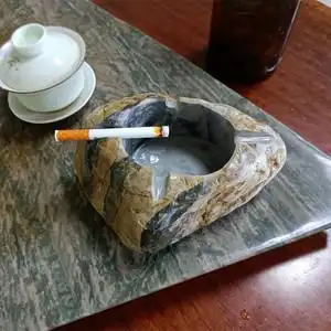 天然九龙壁石雕刻烟灰缸创意酒店会所男士礼品中号生日礼物复古朴