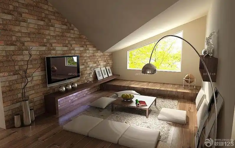 复式楼斜顶客厅装修效果图片大全