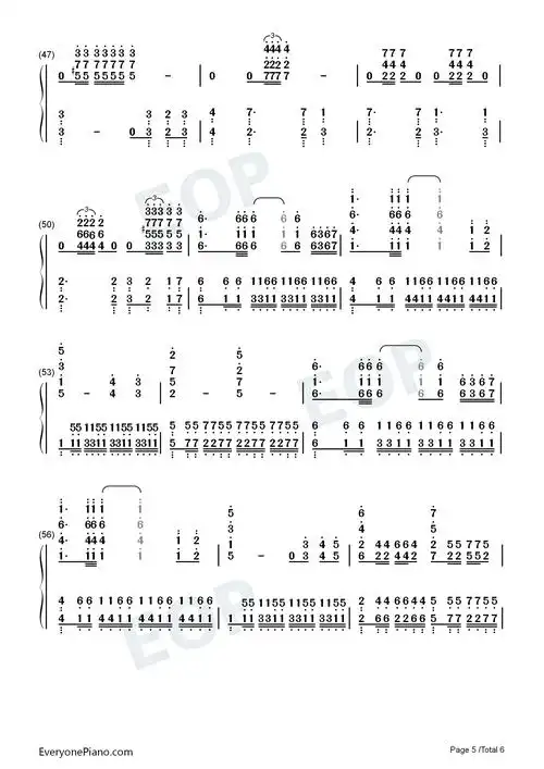 钢铁洪流进行曲-难度版双手简谱预览5