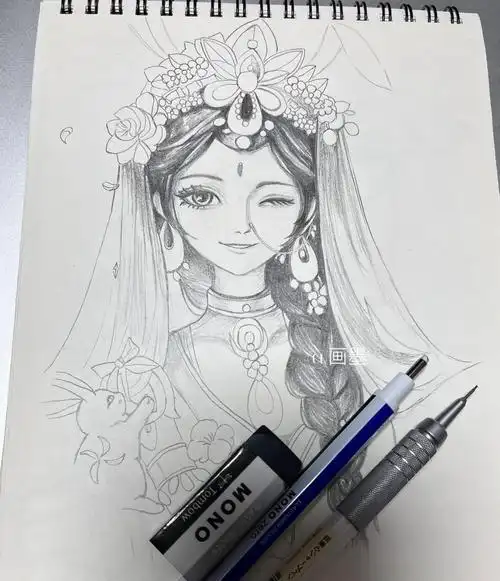 手绘王者荣耀公孙离玉兔公主附步骤图