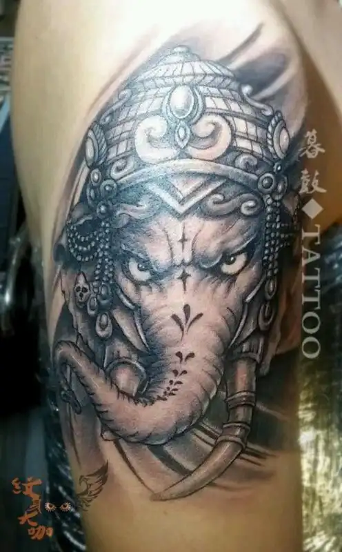 大臂~象神_纹身图案手稿图片_志勇的纹身作品集