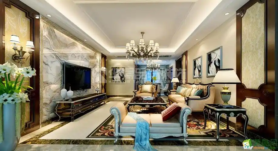 130美式风格四室两厅装修设计案例图--华浔品味装饰_装酷网装修效果图