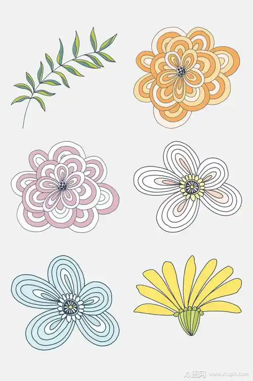 创意手绘花卉植物元素素材