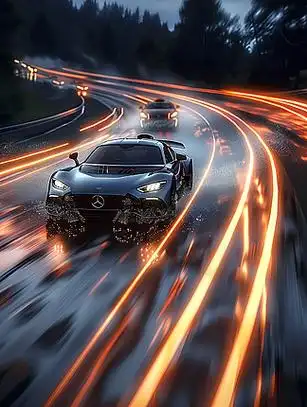 公路上飞速行驶的汽车