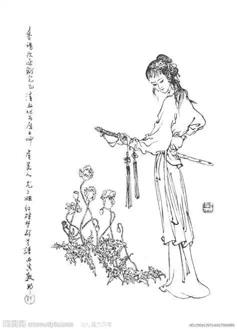 红楼梦的袭人简笔画