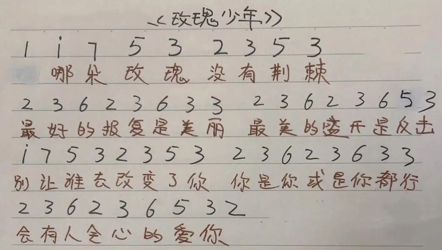 《玫瑰少年》钢琴简谱 流行曲简谱