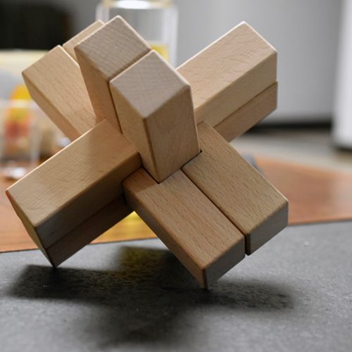 特大号六根孔明锁鲁班教具六通益智木制品摆件工艺品解锁