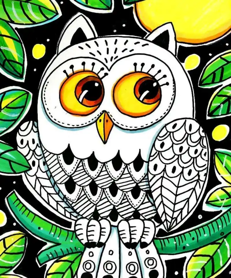 绘画教程,夜晚中的精灵猫头鹰